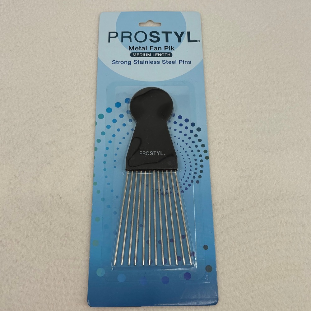 PROSTYL Metal Fan Pik Medium Length Stainless Steel Pins Hair Styling Tool Black